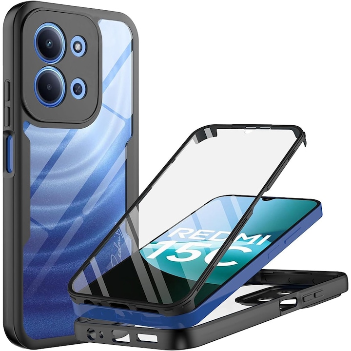 Husa pentru Xiaomi Redmi 15C 4G / Redmi 15C 5G DaDen® ColorVerse 360, Antisoc, Protectie completa spate-ecran, Negru