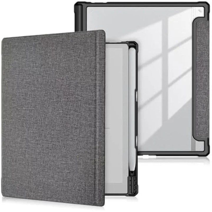 Husa magnetica pentru tableta Boox Note X3 Pro 10.3", carcasa de protectie usoara din PU si acril, cu slot pentru stilou, activare automata a ecranului, protectie completa (gri)
