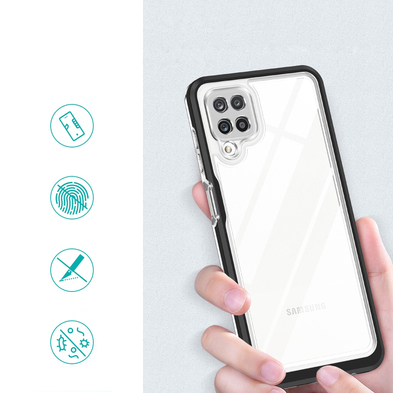 Husa telefon Samsung Galaxy A22 4G, PC/TPU, Transparent