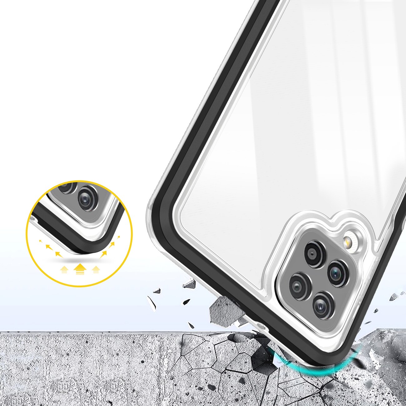 Husa telefon Samsung Galaxy A22 4G, PC/TPU, Transparent