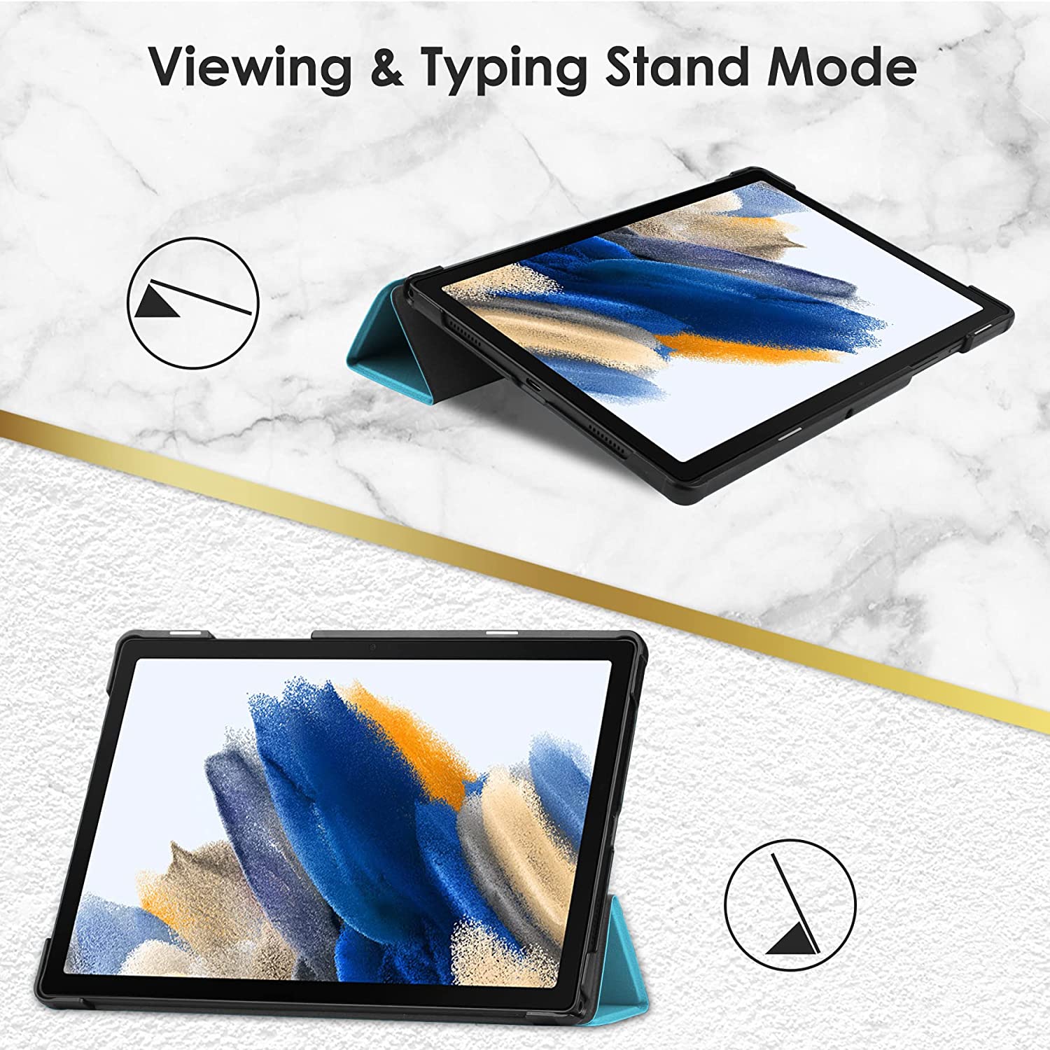 Husa pentru Samsung Galaxy Tab S10+/S9+/S9Fe+, 12.4", UltraSlim de tip stand, functie sleep/wake-up, Smart Cover, model Light Blue, Sigloo