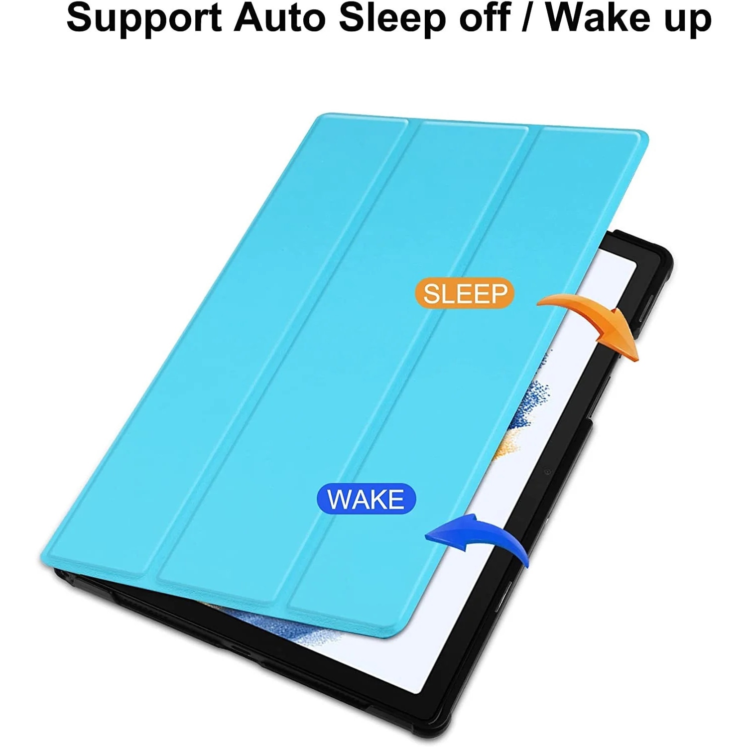 Husa pentru Samsung Galaxy Tab S10+/S9+/S9Fe+, 12.4", UltraSlim de tip stand, functie sleep/wake-up, Smart Cover, model Light Blue, Sigloo
