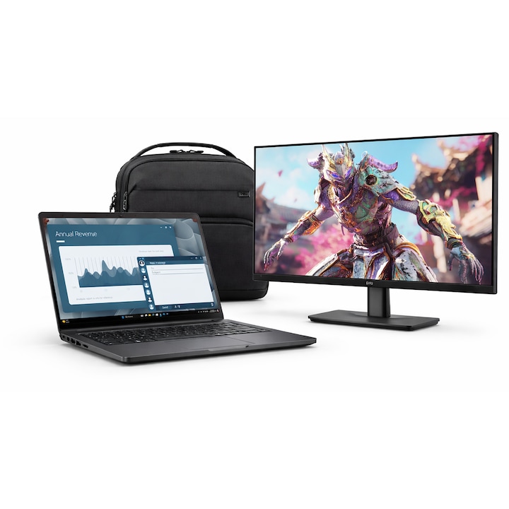 Laptop Dell Ryzen 5 / 16GB / SSD 512GB + Monitor 24” + Geanta – Pachet Office Dell