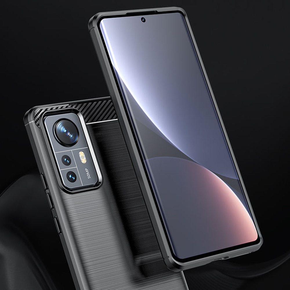 Husa pentru Xiaomi 12 / 12X - Techsuit Carbon Silicon - Negru