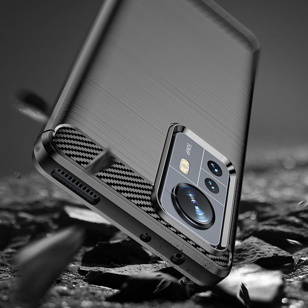Husa pentru Xiaomi 12 / 12X - Techsuit Carbon Silicon - Negru