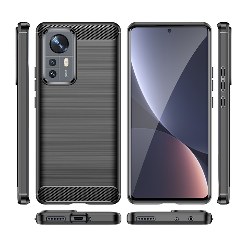 Husa pentru Xiaomi 12 / 12X - Techsuit Carbon Silicon - Negru