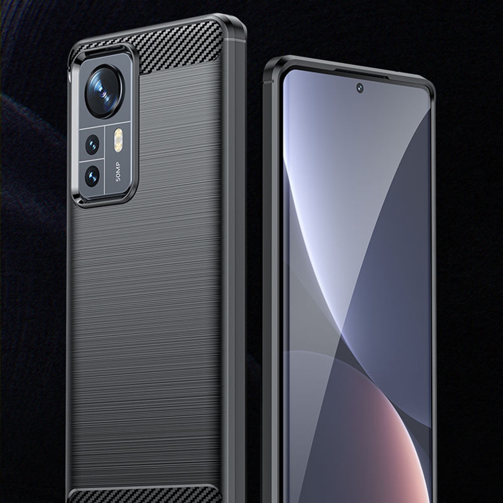 Husa pentru Xiaomi 12 / 12X - Techsuit Carbon Silicon - Negru
