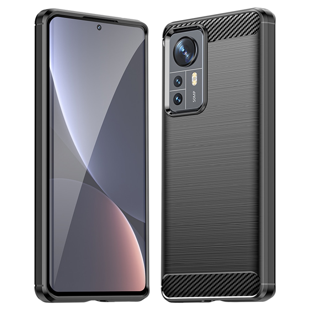Husa pentru Xiaomi 12 / 12X - Techsuit Carbon Silicon - Negru