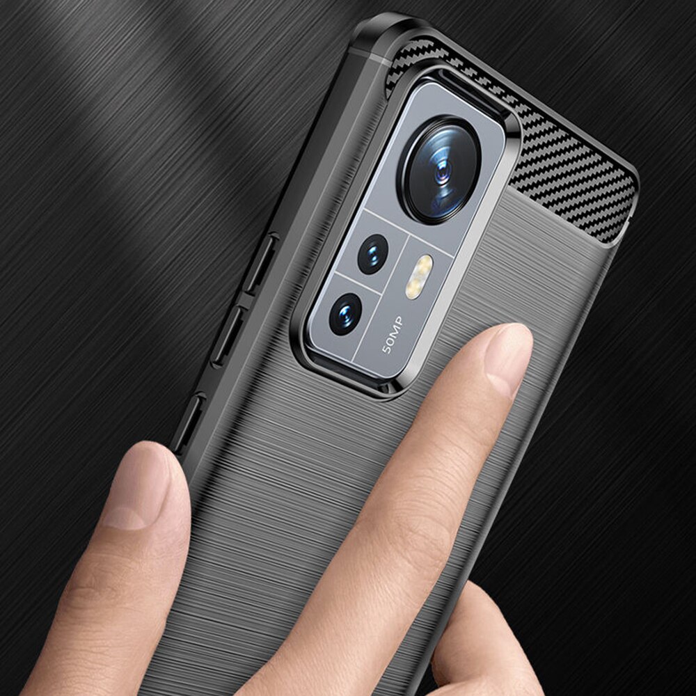 Husa pentru Xiaomi 12 / 12X - Techsuit Carbon Silicon - Negru