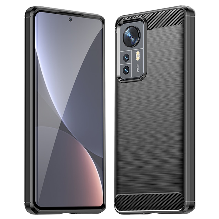 Husa pentru Xiaomi 12 / 12X - Techsuit Carbon Silicon - Negru