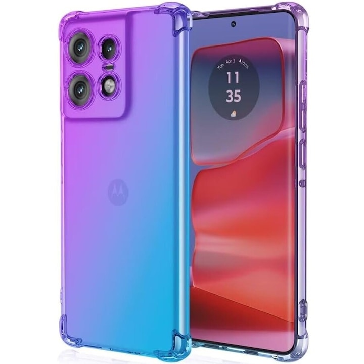 Husa Gradient Dropproof pentru Motorola Edge 50 Pro, XGSM, Violet / Albastru, TPU