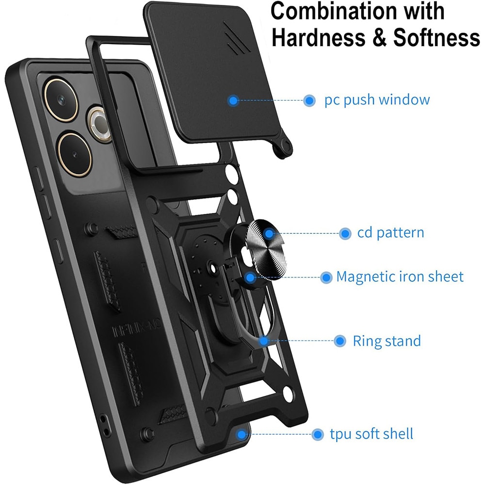 Husa pentru Oppo A5 Pro 5G Ring Armor Kickstand Tough Rugged Cover cu protectie camera Albastru