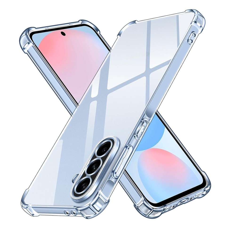 Husa pentru Samsung Galaxy A56 5G, SKYDDAR INNOVATION, Shockproof Clear din Silicon Slim, Transparenta, set cu sticker
