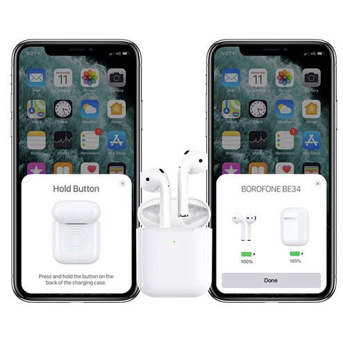 Casti In-Ear Borofone BE34 TWS, Bluetooth, Microfon, Carcasa incarcare, White