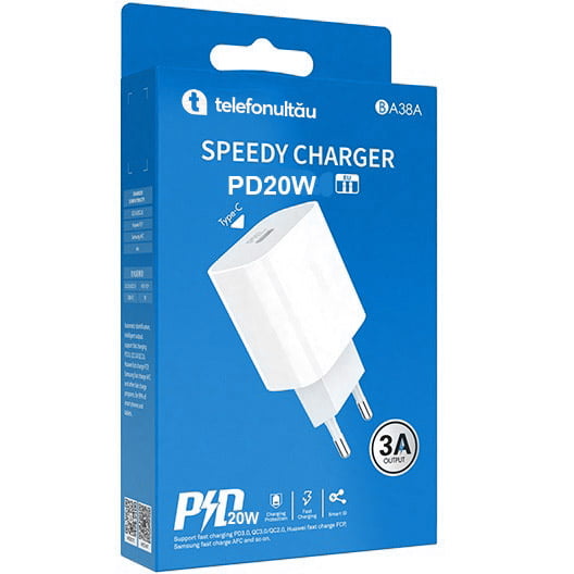 Incarcator retea Speedy BA38A 20W, Quick Charge 3.0, PD 3.0, USB-C, White