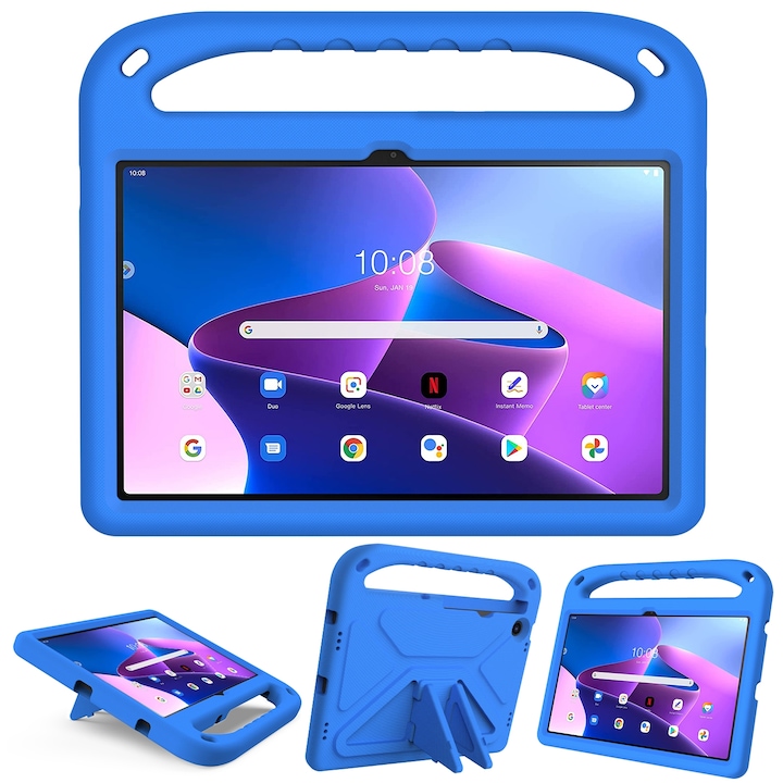 Husa tableta pentru Lenovo Tab M10 Plus 10.6 3rd Gen 2022, material EVA, tip design cu maner, protectie anti-soc, suport, Albastru