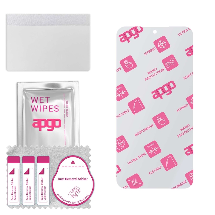 Sticla de protectie apgo pentru Realme 14 Pro Plus – sticla hibrida, securizata pentru display, lucioasa, flexible Hybrid Glass, full glue