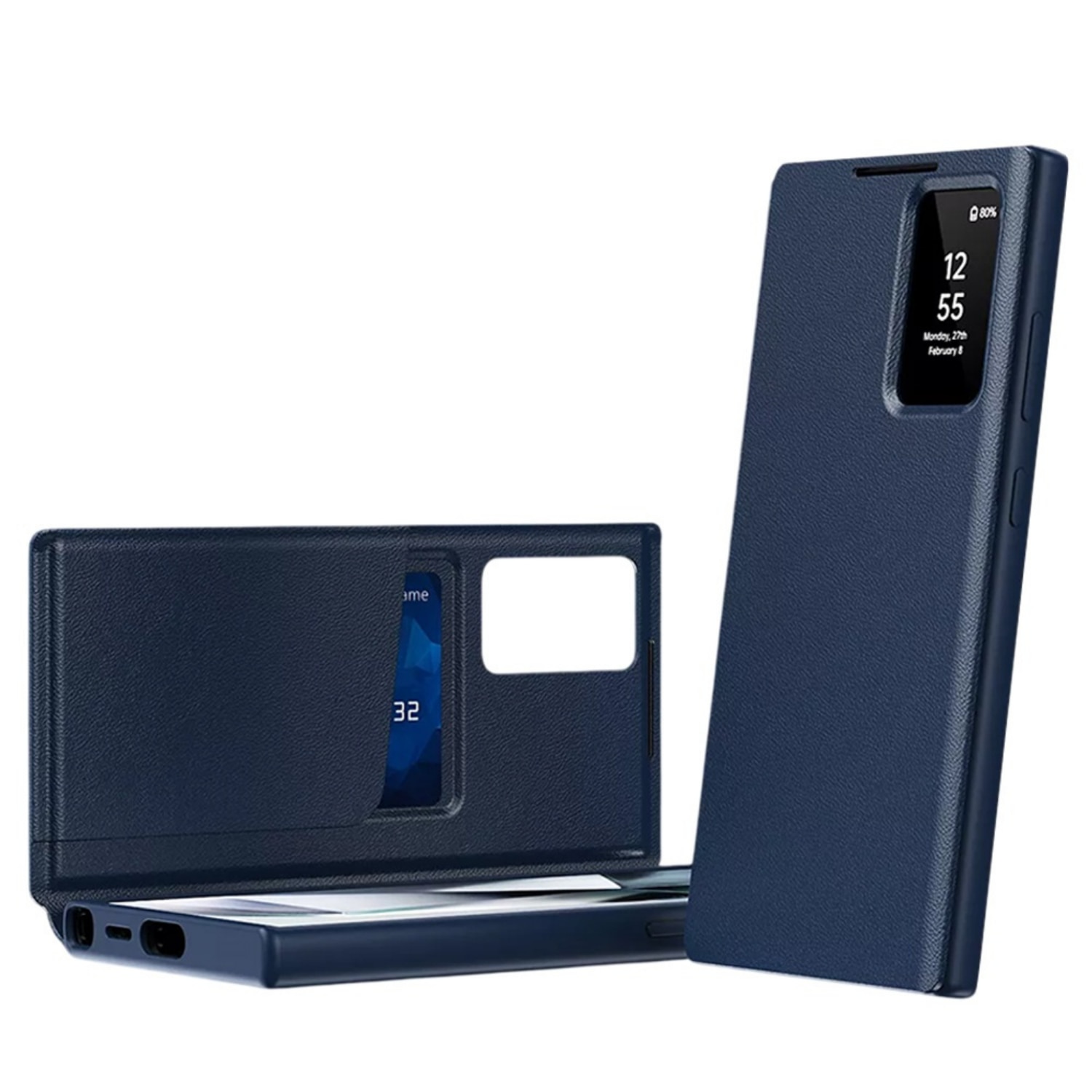 Husa flip pentru Samsung Galaxy S26 Ultra Comari® VisionCover, fereastra smart view, protectie 360°, piele ecologica premium, Albastru