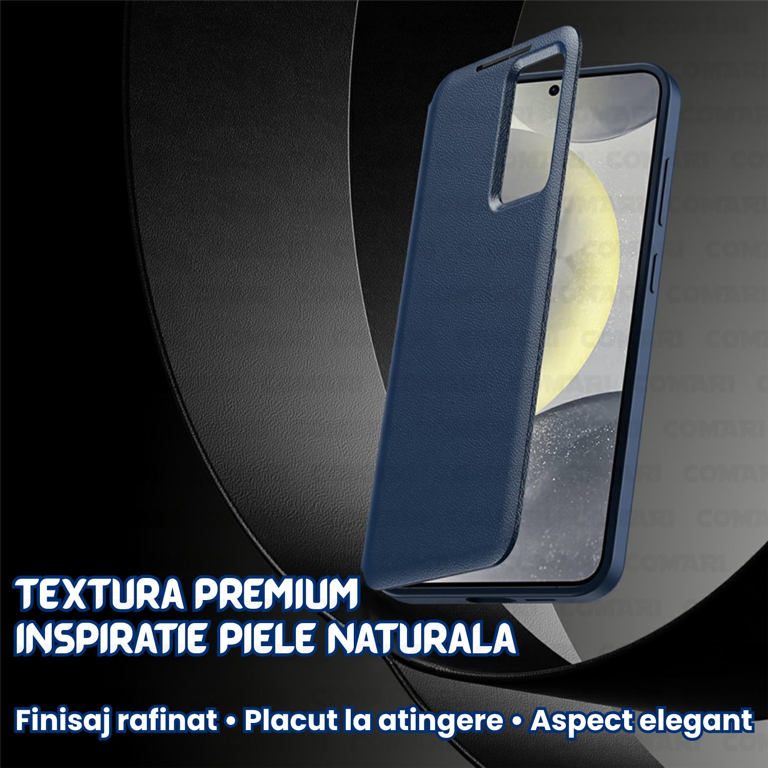 Husa flip pentru Samsung Galaxy S26 Ultra Comari® VisionCover, fereastra smart view, protectie 360°, piele ecologica premium, Albastru