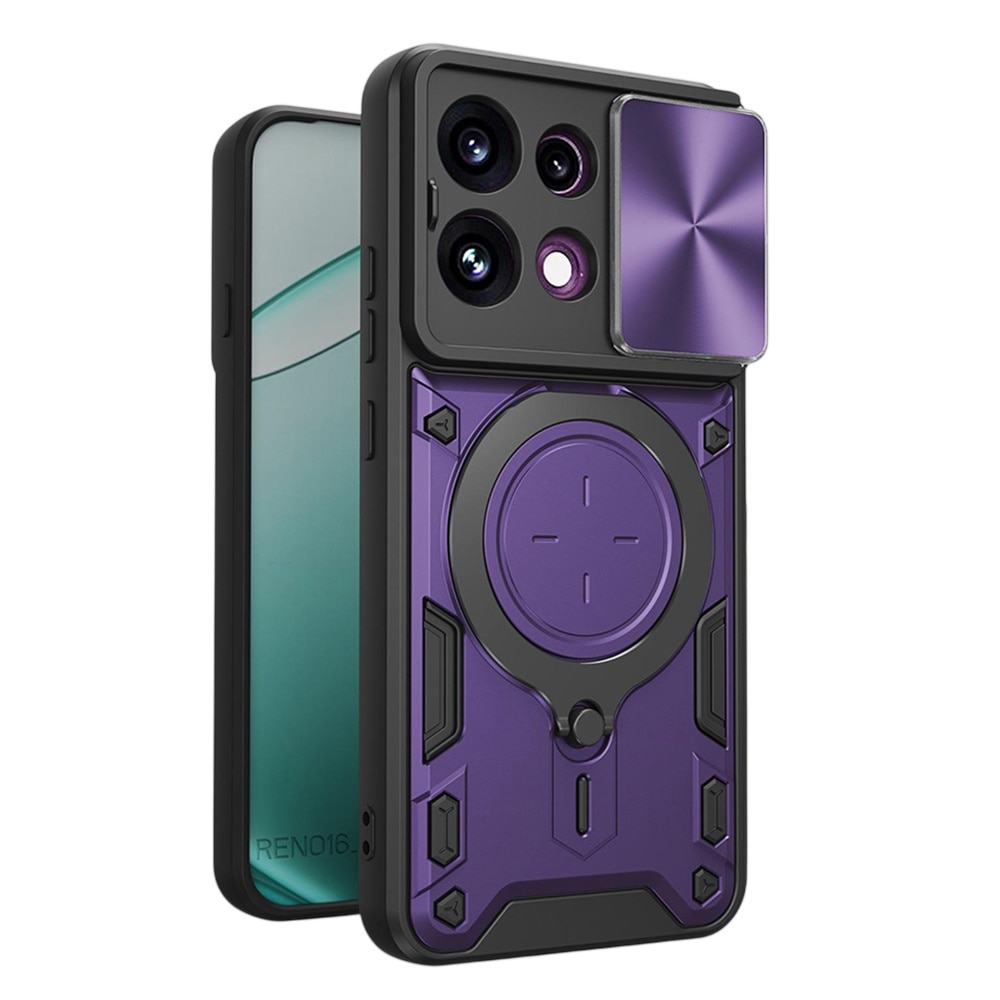 Husa pentru Oppo Reno 16F, 16FS cu protectie pentru camera si suport magnetic integrat Ring Shockproof, mov
