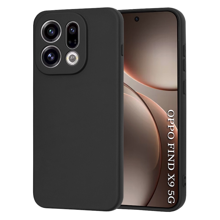 Husa interior Microfibra pentru Oppo Find X9, Liquid Silicone, Strat Catifea Anti-Zgarieturi, Protectie Completa, Camere Protejate, DAMUR, Negru