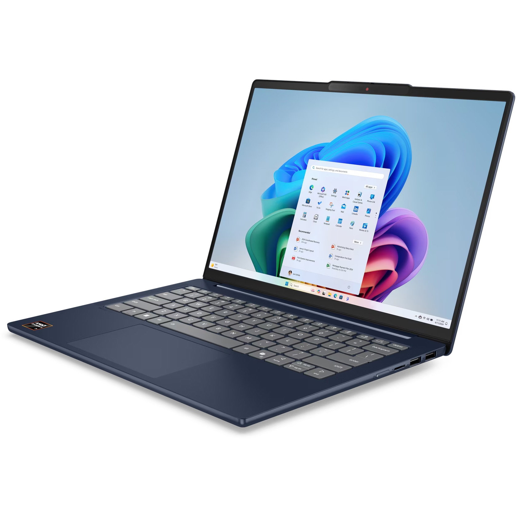 Laptop Lenovo IdeaPad Slim 5 14AKP10 cu procesor AMD Ryzen™ AI 5 330 pana la 4.5GHz, 14" WUXGA, OLED, 16GB DDR5, 512GB SSD, AMD Radeon™ 820M Graphics, No OS, Cosmic Blue, 3y Courier or Carry-in
