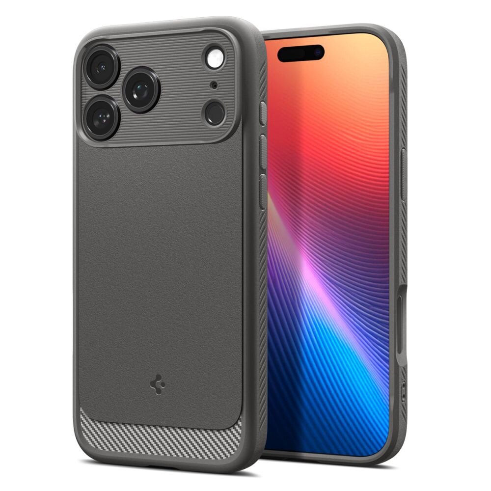 Husa pentru Apple iPhone 17 Pro Spigen Rugged Armor MagSafe, Protectie camera, Incarcare wireless, Gri