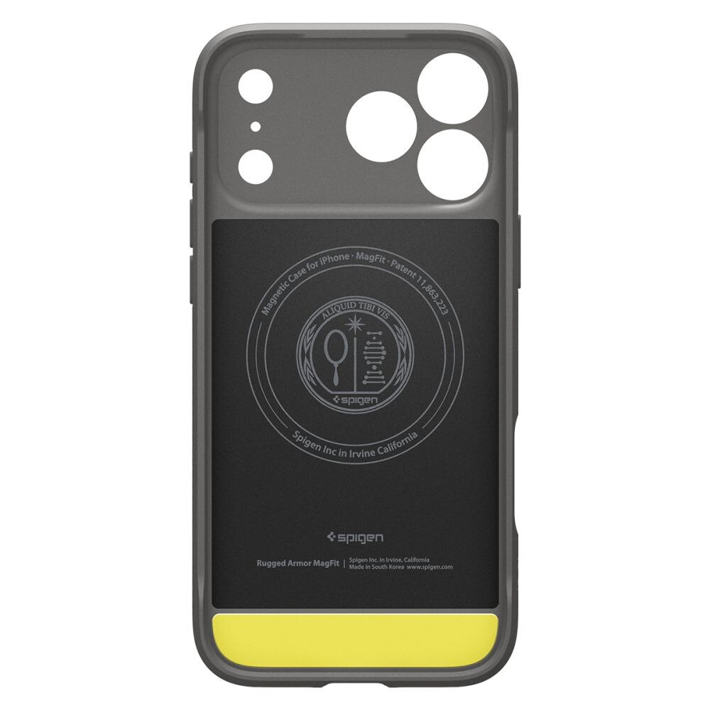 Husa pentru Apple iPhone 17 Pro Spigen Rugged Armor MagSafe, Protectie camera, Incarcare wireless, Gri
