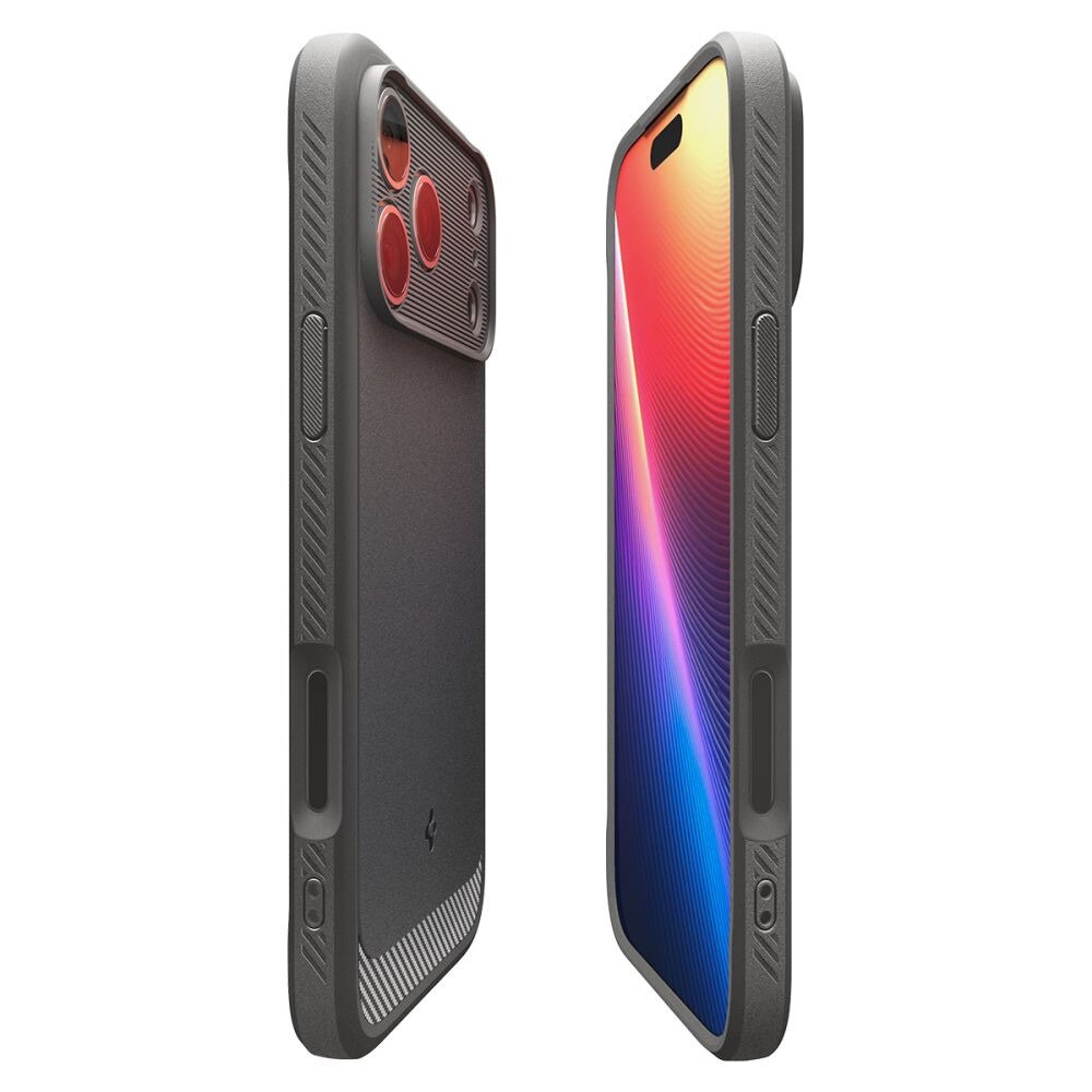 Husa pentru Apple iPhone 17 Pro Spigen Rugged Armor MagSafe, Protectie camera, Incarcare wireless, Gri