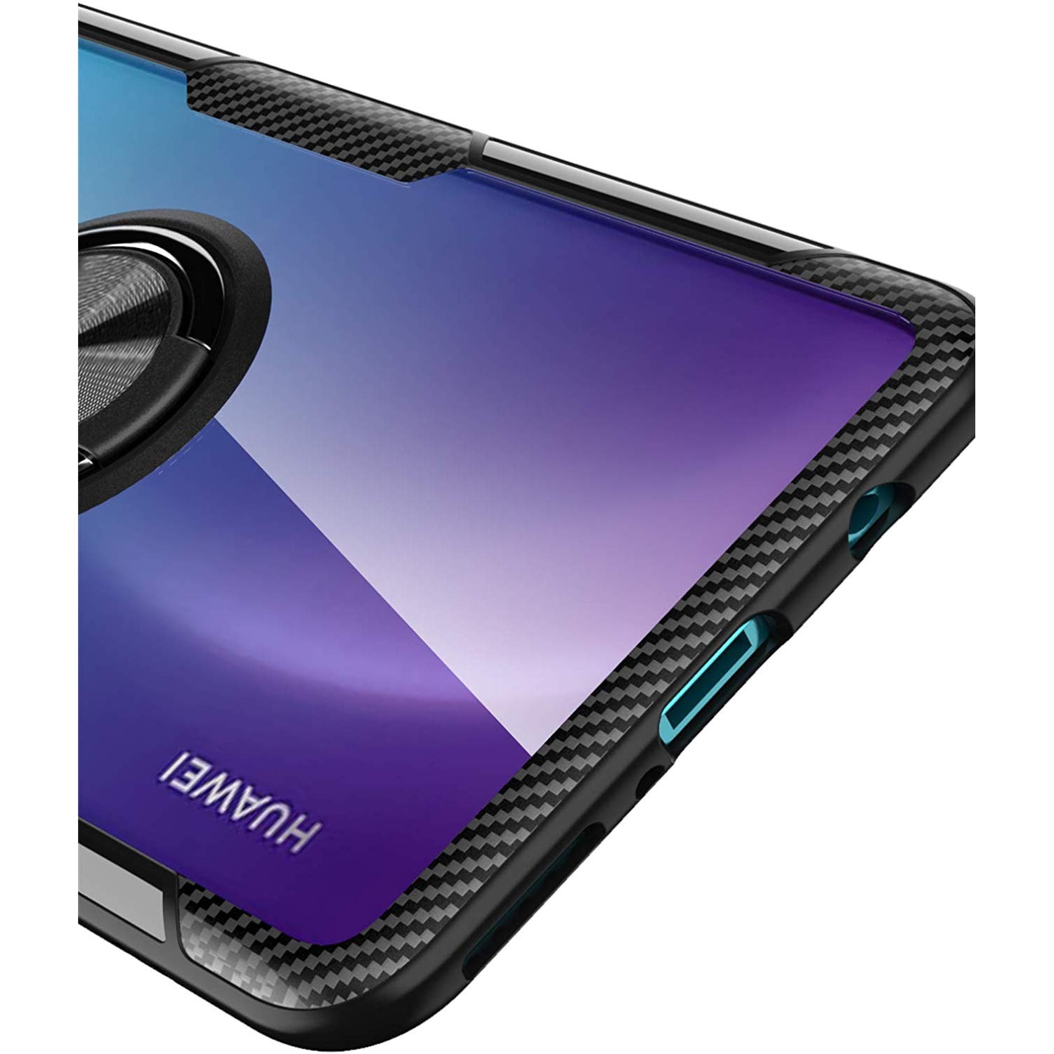 Husa de protectie pentru Huawei P30 Lite, Hybrid Antisoc, Kickstand, Bumper inel rotativ 360, Negru