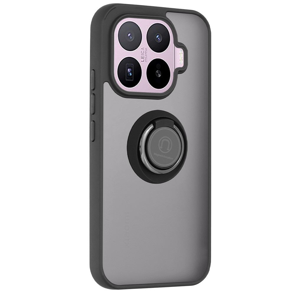 Husa de protectie pentru Xiaomi 17T premium cu inel stand rotativ, suport magnetic si bumper anti-alunecare - negru