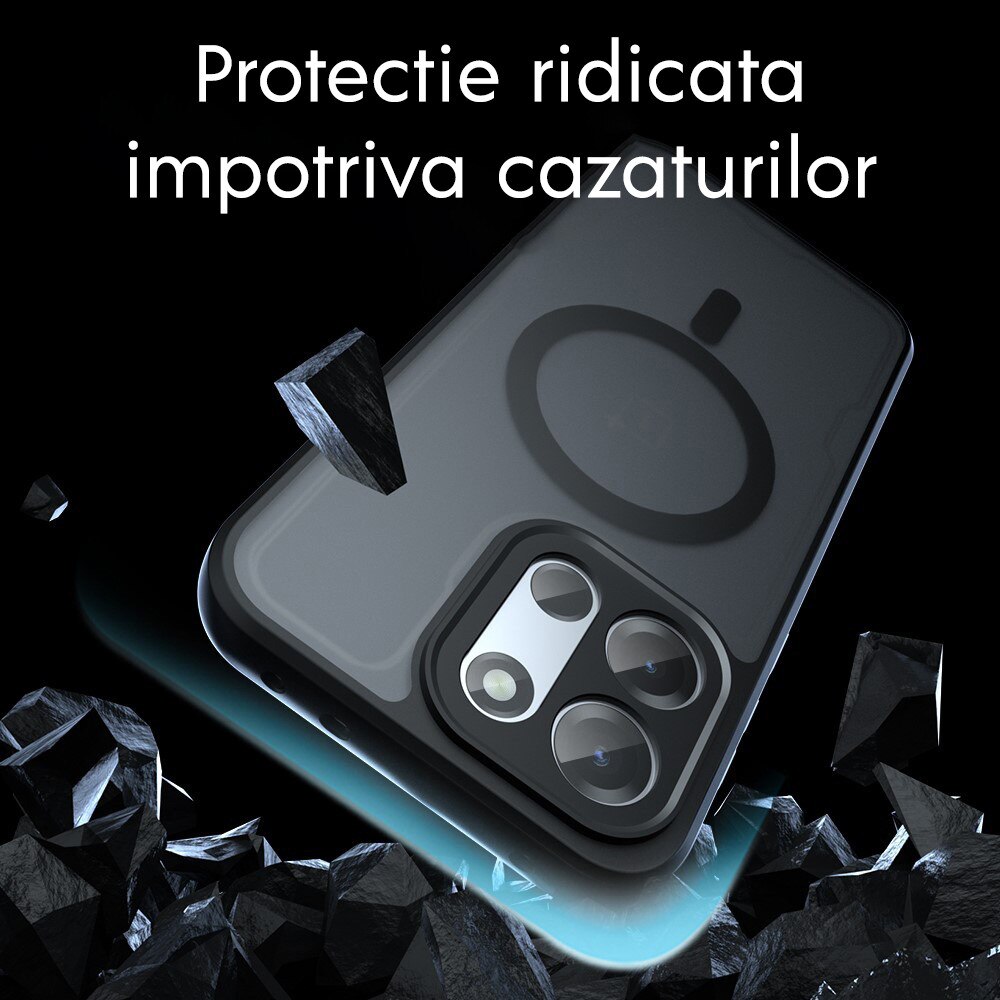 Husa pentru OnePlus Nord 6 Daden® PureFrost MagSafe, Incarcare wireless, Protectie sporita, Anti-amprenta, Negru fumuriu