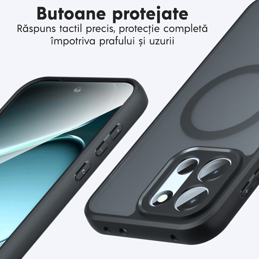 Husa pentru OnePlus Nord 6 Daden® PureFrost MagSafe, Incarcare wireless, Protectie sporita, Anti-amprenta, Negru fumuriu