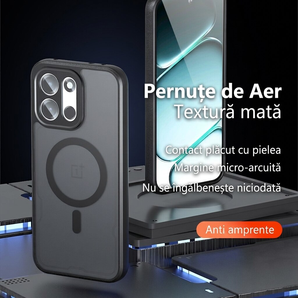Husa pentru OnePlus Nord 6 Daden® PureFrost MagSafe, Incarcare wireless, Protectie sporita, Anti-amprenta, Negru fumuriu