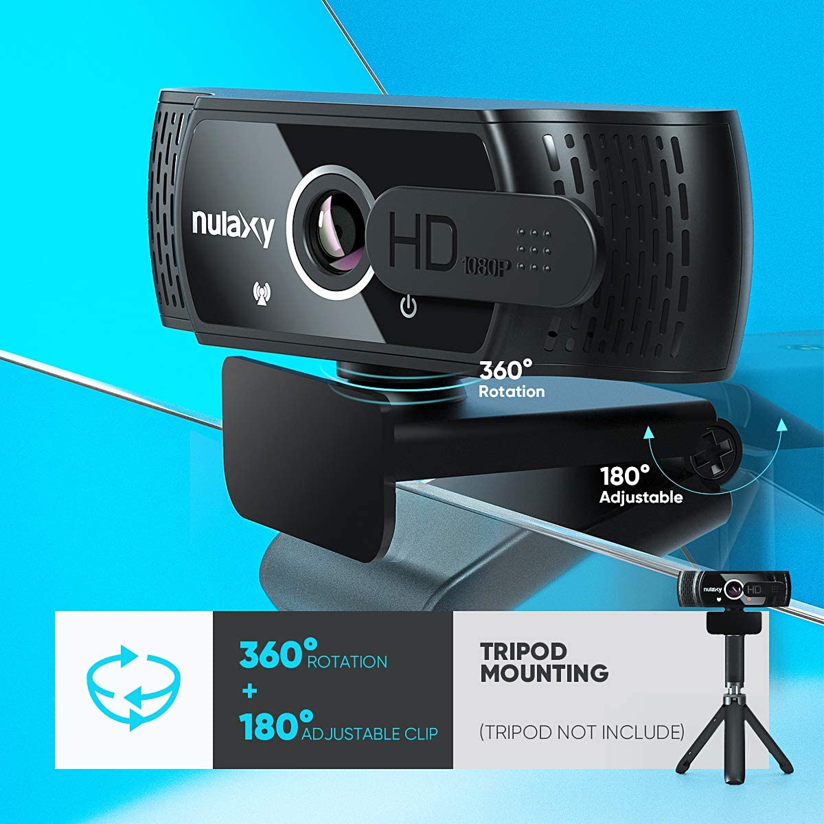 Camera web Nulaxy C900, Full HD, Black