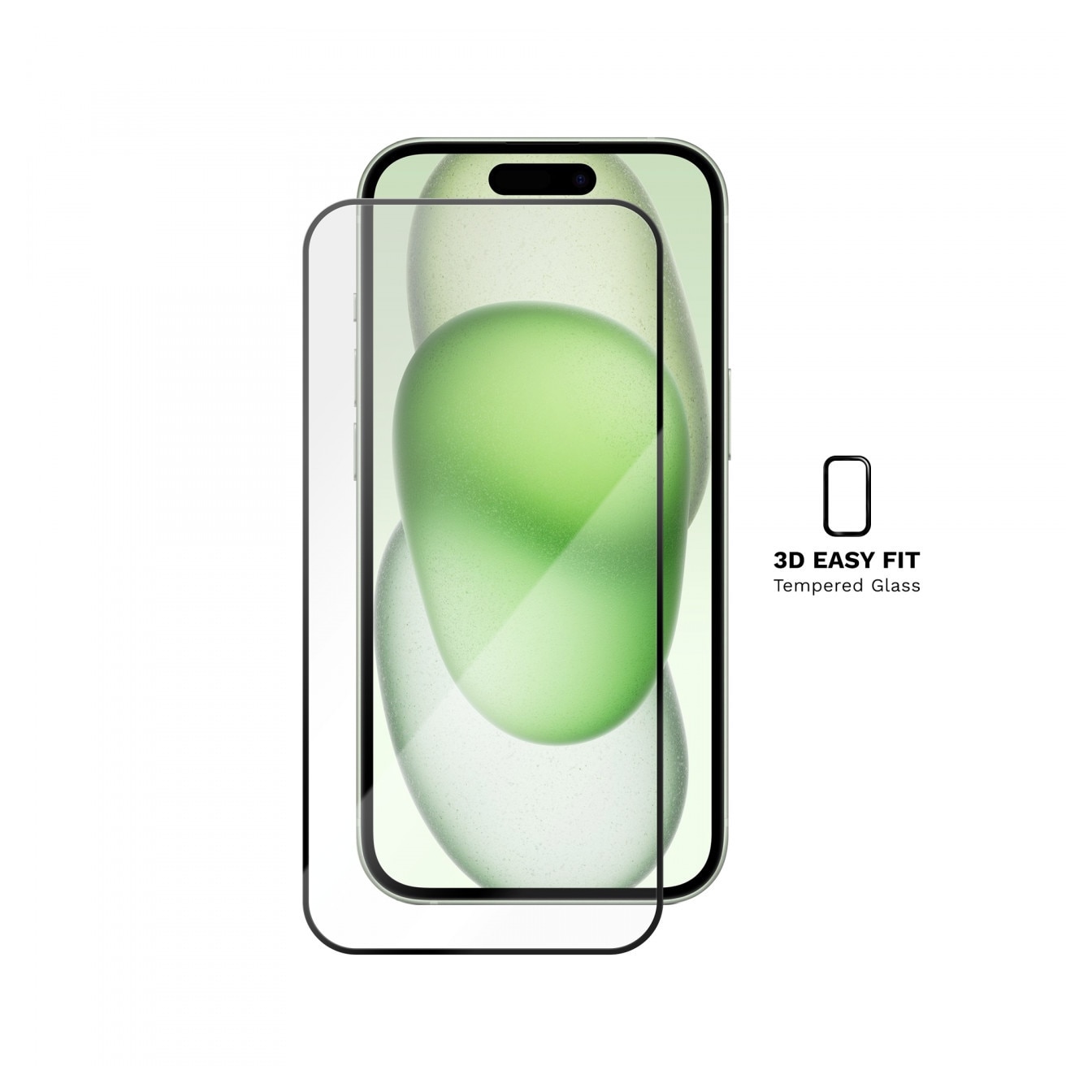 Folie iPhone 15 Plus, 3D Easy Fit Tempered Glass, Neagra