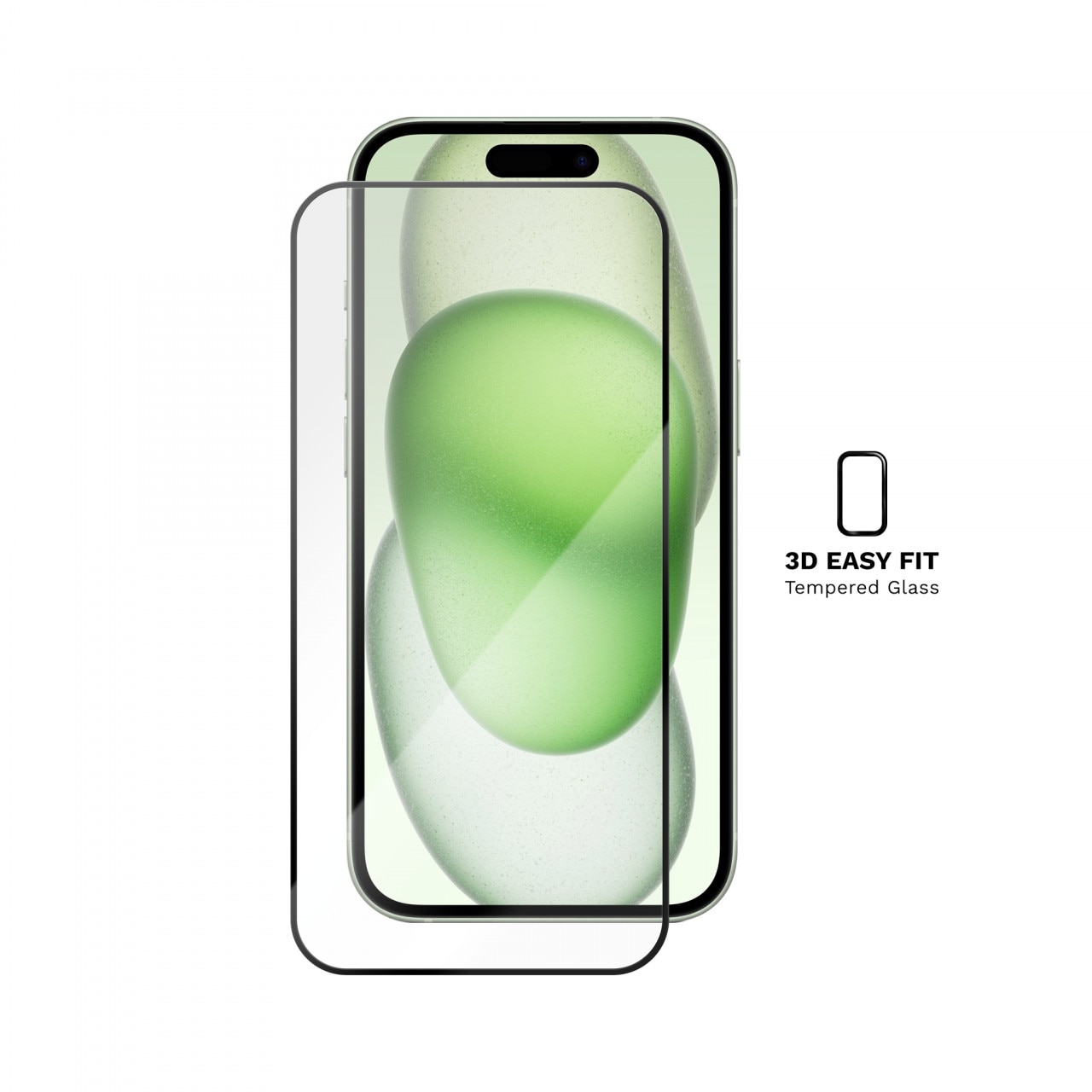 Folie iPhone 15 Plus, 3D Easy Fit Tempered Glass, Neagra