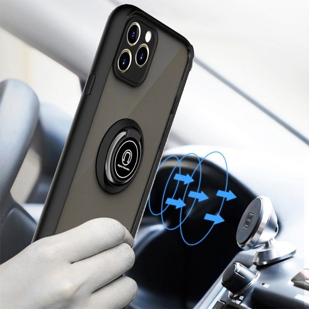 Husa pentru Honor Magic8 Lite, SKYDDAR INNOVATION, Glinth cu Inel Rotativ 360° Magnetic, set cu sticker, Negru