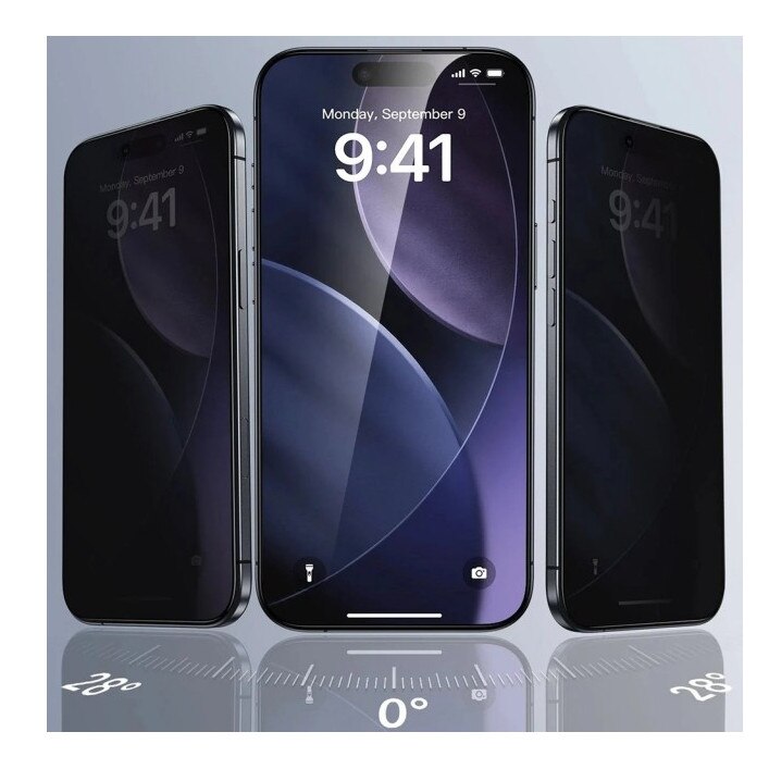 Pachet 3 x Folie Sticla Securizata Privacy UltraFit Compatibila Cu iPhone 17, Aplicator Inclus, Montaj Usor, AntiSpy