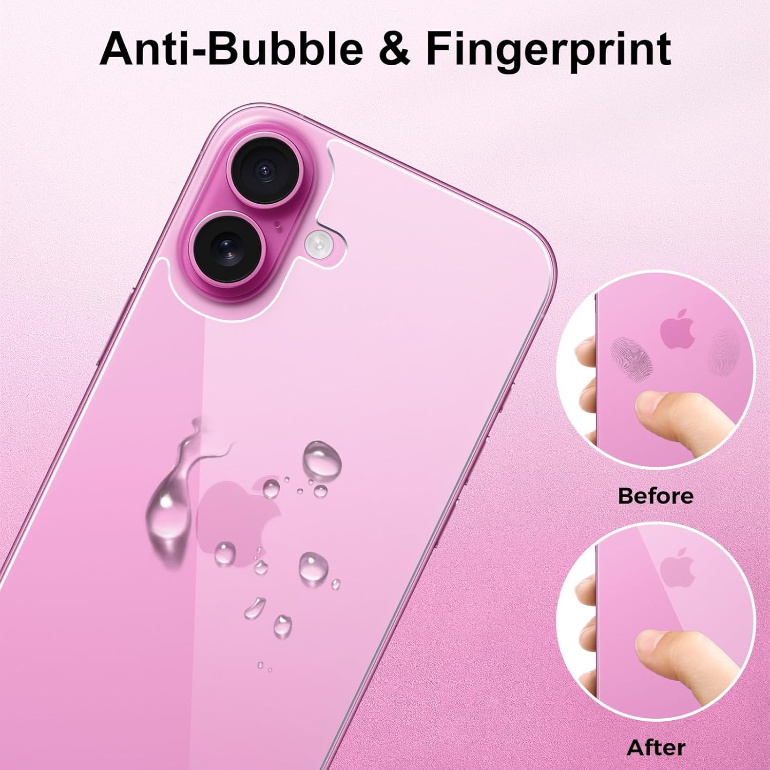 Set 2 folii din sticla securizata SEIAIYG, pentru spate iPhone 16 Plus, duritate 9H, anti-zgariere, usor de aplicat