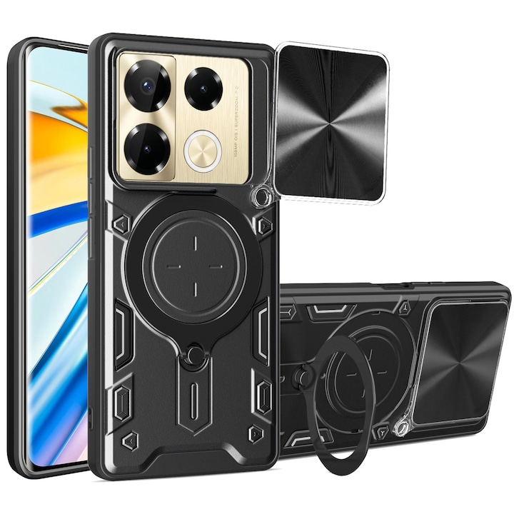 Husa telefon, compatibil cu Infinix Note 40 Pro (4G/5G)/ Note 40 Pro+ 5G, Negru titan
