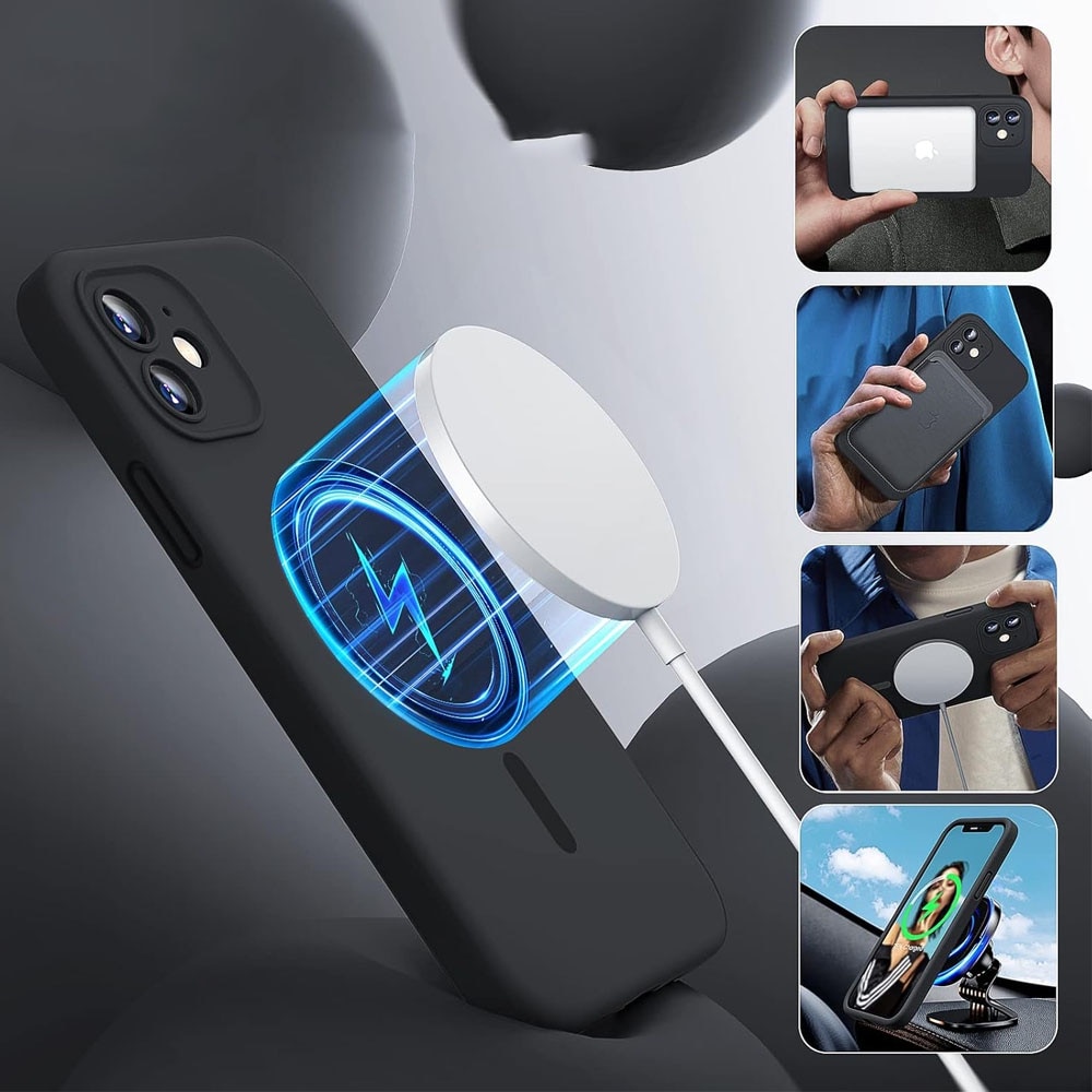 Husa Telefon, MagSafe, Compatibil cu iPhone 11, Silicon, Negru