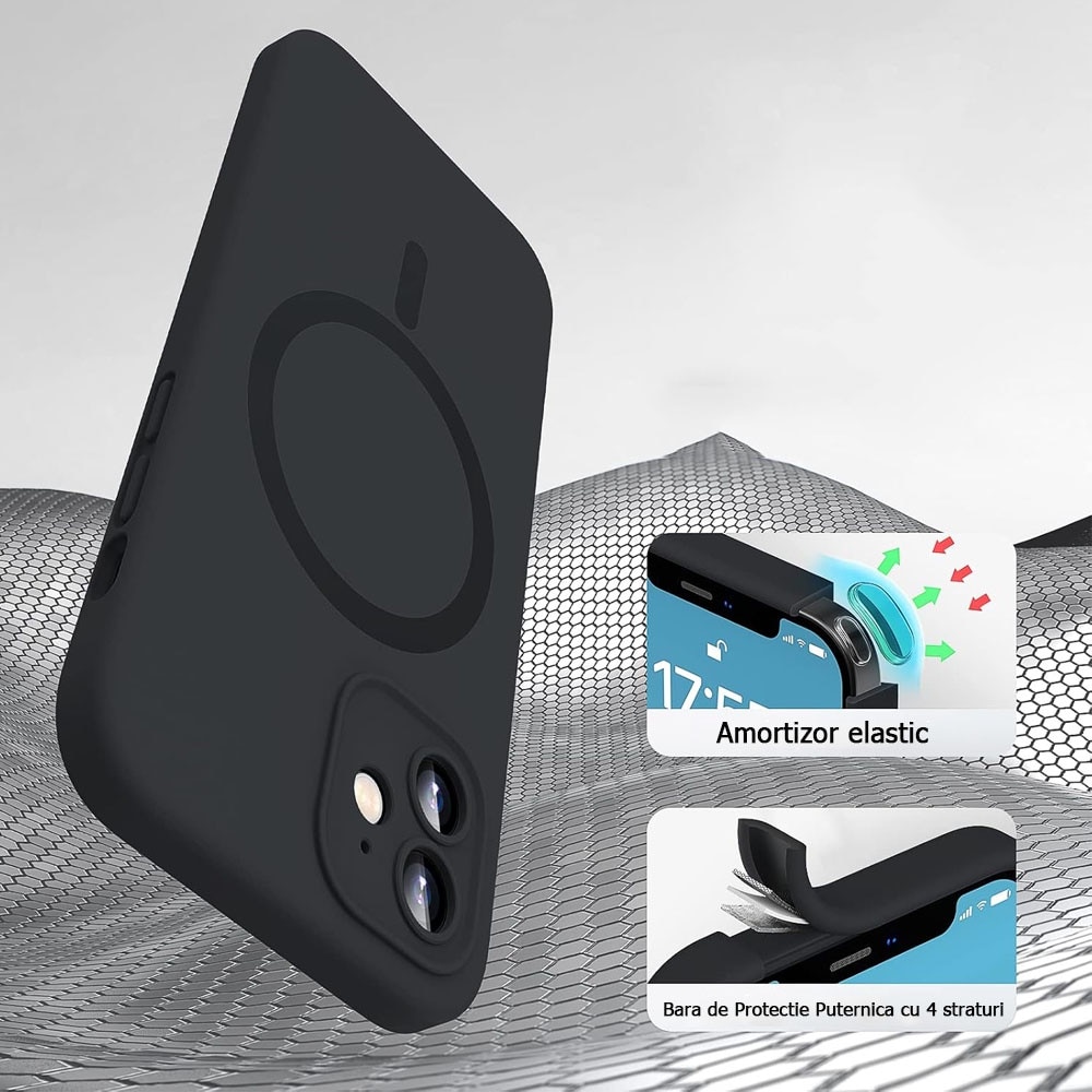 Husa Telefon, MagSafe, Compatibil cu iPhone 11, Silicon, Negru