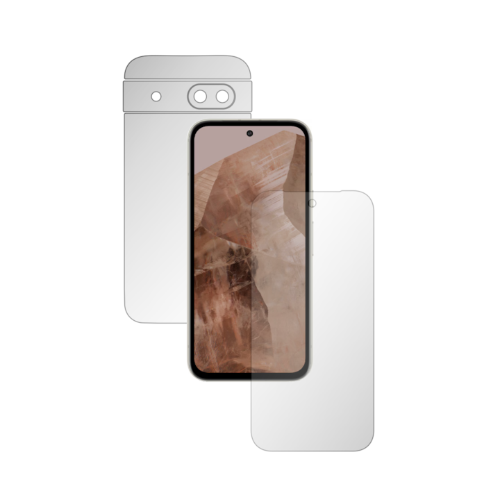 Set 2X Folii de Protectie Full-Body Folie24, pentru Google Pixel 8a, Acoperire Simple, Ecran + Spate, 1 Set Ultra-Clear + 1 Set Mate, Adezive, Flexibile cu Auto Regenerare