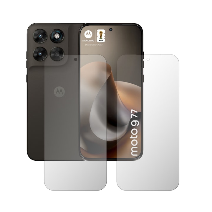 Set 2X Folie Protectie Ecran Folie24, pentru Motorola Moto G77, 1X Ultra-Clear + 1X Mata, Acoperire Case-Friendly ( Compatibile cu Carcasa ), Adezive, Flexibile cu Auto Regenerare