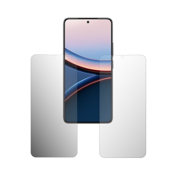 Set 2X Folie Protectie Ecran Folie24, pentru Poco F7 Pro, 1X Ultra-Clear + 1X Mata, Acoperire Case-Friendly ( Compatibile cu Carcasa ), Adezive, Flexibile cu Auto Regenerare