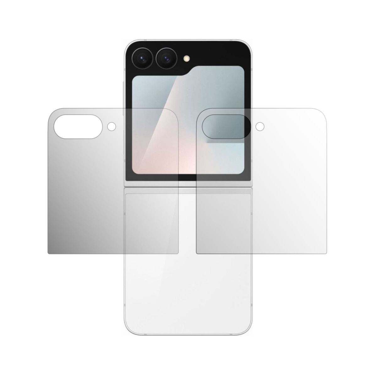 Set 2X Folie Protectie Ecran Externa Folie24, pentru Samsung Galaxy Z Flip7 FE, 1X Ultra-Clear + 1X Mata, Acoperire Totala Full-Display, Adezive, Flexibile cu Auto Regenerare