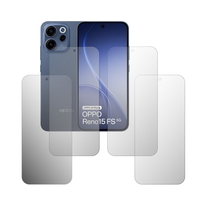 Set 4X Folie Protectie Ecran Folie24, pentru Oppo Reno15 FS, 2X Ultra-Clear + 2X Mate, Acoperire Full-Display si Case-Friendly, Adezive, Flexibile cu Auto Regenerare