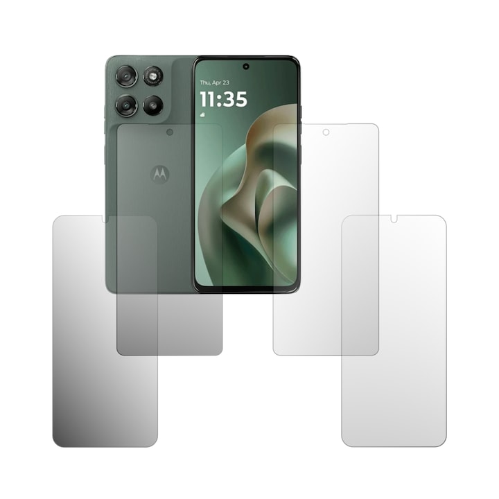 Set 4X Folie Protectie Ecran Folie24, pentru Motorola Moto G67 Power, 2X Ultra-Clear + 2X Mate, Acoperire Full-Display si Case-Friendly, Adezive, Flexibile cu Auto Regenerare