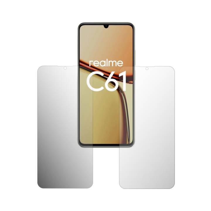 Set 2X Folie Protectie Ecran Folie24, pentru Realme C61, 1X Ultra-Clear + 1X Mata, Acoperire Case-Friendly ( Compatibile cu Carcasa ), Adezive, Flexibile cu Auto Regenerare